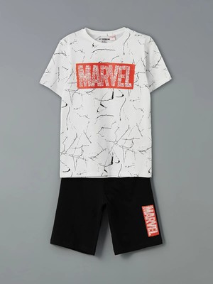 Lc Waikiki Yeni Sezon Bisiklet Yaka Marvel Baskılı Erkek Çocuk Şortlu Pijama Takımı