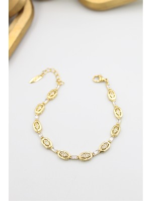 İsmiyle Al Taşlı Xuping Bileklik - Altın