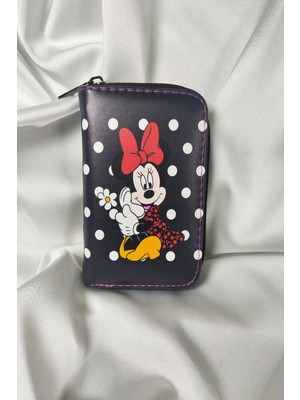 Leaf Accessory Mınnıe Mouse Desenli Çocuk ve Genç Cüzdanı, Fermuarlı, Kartlık Bölmeli Bozuk Para Gözlü