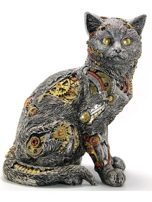 Steampunk Polyester Kedi Figürü Model 2
