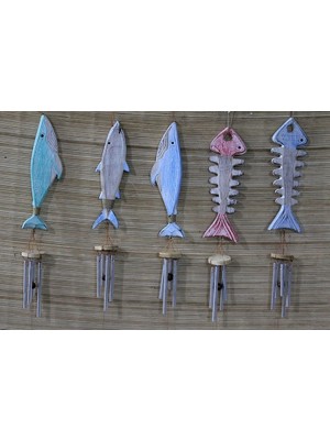 Ahşap Balıklı Metal Çan