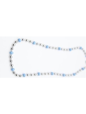 İsmiyle Al Turkuaz Boncuk Kolye - Gümüş