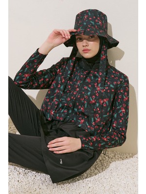 Manuka Fermuarlı 3'lü Tesettür Mayo Takım Cherry