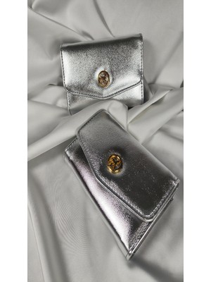 Leaf Accessory Lame Kadın Cüzdanı Suni Deri, Kadın Cüzdanı Çıtçıtlı Kapaklı, Içten Fermuarlı, Kartlık Bölmeli