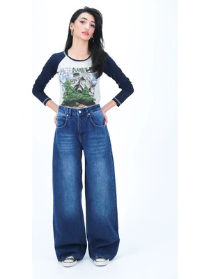 Marsilyan Süper Baggy Yıkamalı Bol Kesim Jean