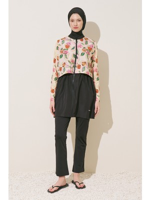 Manuka Fermuarlı 3'lü Tesettür Mayo Takım Pure Floral