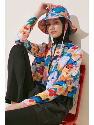 Manuka Fermuarlı 3'lü Tesettür Mayo Takım Color Brush