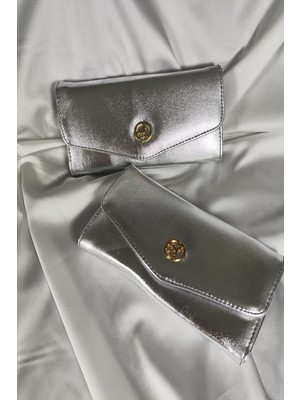 Leaf Accessory Lame Büyük Boy Kadın Cüzdanı Çıtçıtlı Kapaklı, Içten Fermuarlı, Kartlık Bölmeli