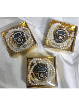 Belirtilmemiş Hediyelik Inci Modelli Tesbihli ve Taşlı Zikirmatik Seti Kutulu (1 Adet)