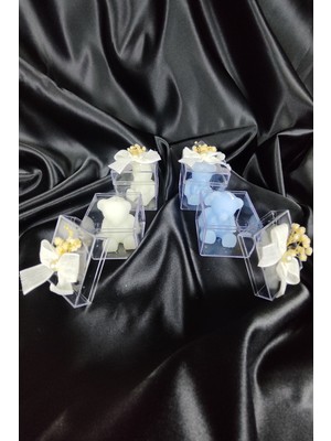 Belirtilmemiş 3'lü Ayıcık Motifli Beyaz Mum