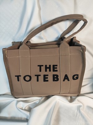 Belirtilmemiş Leaf Accessory Tote Bag Büyük Boy Çanta, Fermuarlı, Elde ve Omuz Askılı, Bej