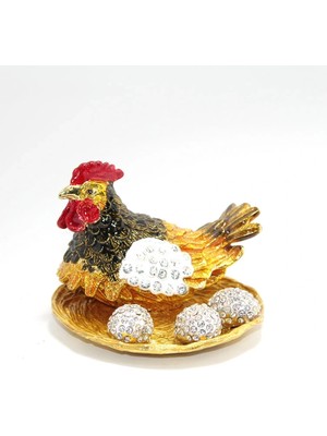 Swarovski Taşlı Yumurtalı Tekli Tavuk Model 1