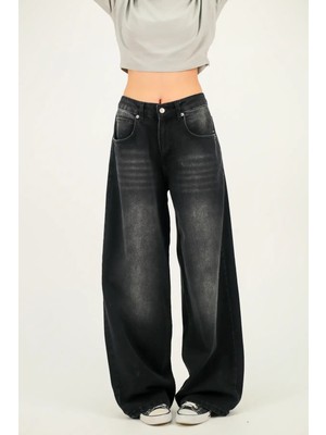 Marsilyan Süper Baggy Yıkamalı Bol Kesim Jean