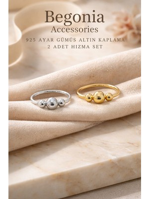 Begonia Accessories 925 Ayar Gümüş ve Altın Kaplama 3 Top Halka Hızma Küpe 2'li Set – Alerji Yapmaz, Unisex, Fake Deliksiz Kullanıma Uygun, Zarif & Şık Tasarım, Günlük ve Özel Gün Kombinleri