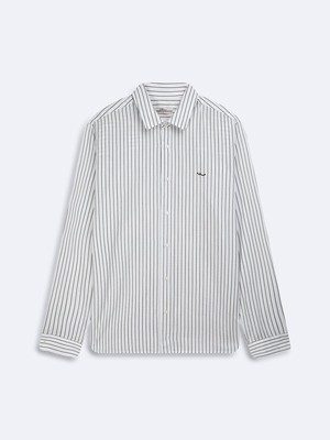 LTB Uzun Kollu Çizgili Sign Baskılı Beyaz Gömlek