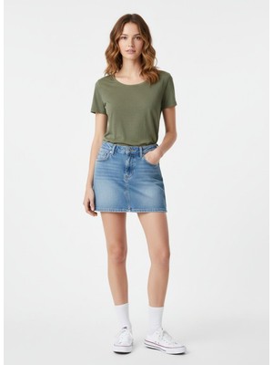 LTB Kısa Kollu Bisiklet Yaka Basic Yeşil T-Shırt