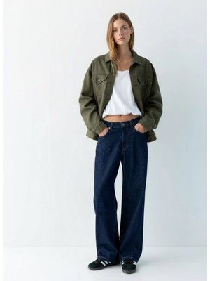 LTB Celıa L Oversize Gömlek Yaka Mid Indigo Jean Ceket