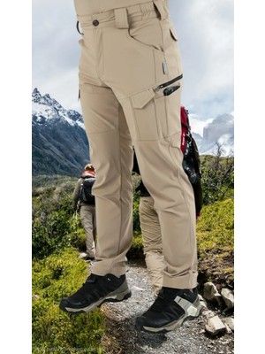 Snowmount Outdoor Trekking Taktikal Likralı Doğa Yürüyüşü Su Itici 9826 Bej Renk Pantolon