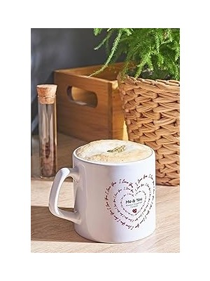 SHC4200 Hediyesepeti I Love You Kalp Desenli Kahve Fincanı 225ML