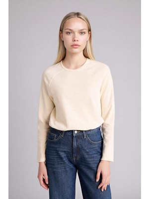 DeFacto Regular Fit Bisiklet Yaka Basic Düz Uzun Kollu Tişört G8523AX26SP