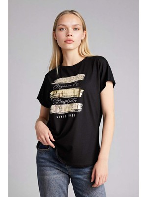 DeFacto Relax Fit Baskılı Tişört H1393AX26SM