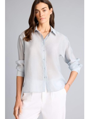 DeFacto Oversize Gömlek Yaka Modal Uzun Kollu Gömlek G9783AX26SP