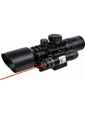 Bosile M9 LS3-10X42E Lazerli Taktik Nişangah Dürbünü - Kırmızı/yeşil Işıklı Mil-Dot (11MM ve 22MM Ray Uyumlu)