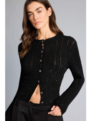 DeFacto Regular Fit Bisiklet Yaka Ajurlu Hırka H3795AX26SP