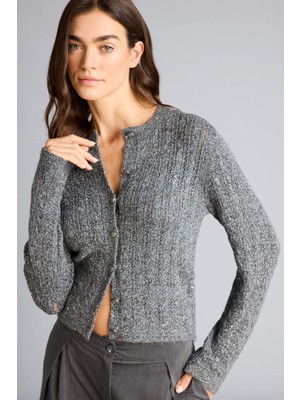 DeFacto Regular Fit Bisiklet Yaka Ajurlu Hırka H3795AX26SP