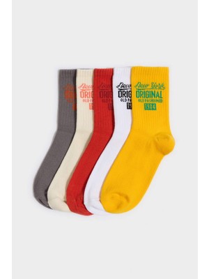 DeFacto Baskılı 5'li Pamuklu Uzun Çorap Erkek Çocuk G2042A8NS