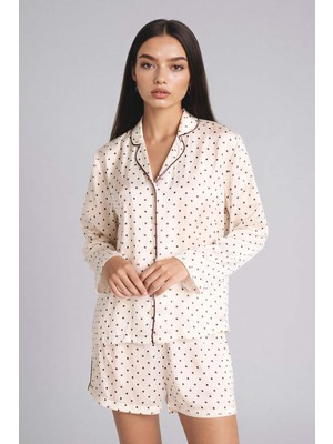 DeFacto Puantiyeli Saten Pijama Takımı Üst Şort H0715AX26SP