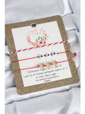 Shoplet Marteniçka Bileklik 3'lü Kelebek ve Nazar Boncuklu Model