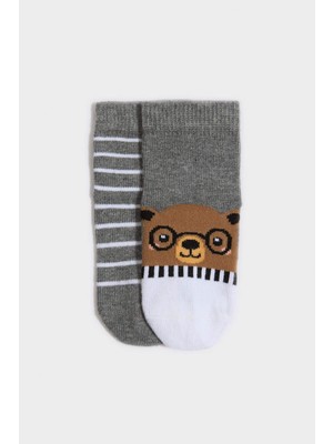 DeFacto Dikişsiz 2'li Pamuklu Uzun Çorap Erkek Bebek H2887A5NS