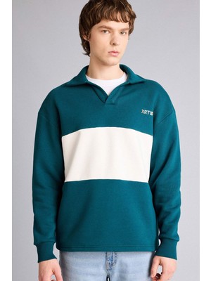 DeFacto Boxy Fit Polo Yaka Sweatshirt H5225AX26SP