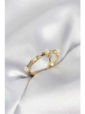 Shoplet Gold Renk Sallantılı Kemik Model Kadın Yüzük