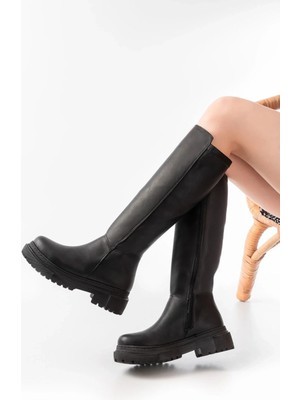 Uslucan Alışveriş 812-300 Siyah Fermuarlı Günlük Kadın Çizme
