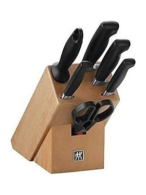 SHC4200 Zwilling Four 7 Parça Blok Seti Doğal Ahşap Bloklu, Paslanmaz Çelik ve Ahşap, Siyah