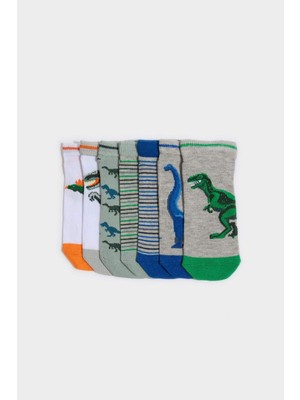 DeFacto Dinazor Baskılı 7'li Pamuklu Patik Çorap Erkek Çocuk G2030A8NS