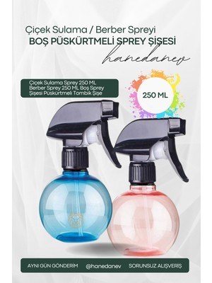 Hanedanev Çiçek Sulama Sprey 250 ml Berber Sprey 250 ml Boş Sprey Şişesi Püskürtmeli Tombik Şişe