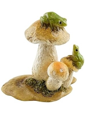 SHC4200 Top Minyatür Peri Bahçesi ve Teraryum Mantar Heykeli Üzerinde Mini Kurbağalar