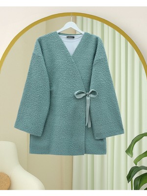 Modamorfo Yandan Bağlamalı Buklet Kimono   -Mint