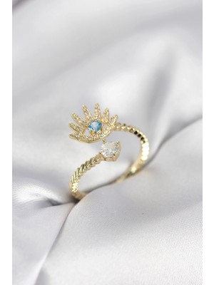 Shoplet Gold Renk Göz Model Zirkon Taşlı Kadın Yüzük