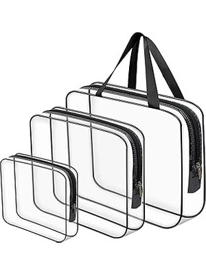 SHC4200 Bybaby Tatil, Plaj, Kozmetik, Makyaj Bakım Çantası Seti, Şeffaf Su Geçirmez, 3 Adet Organizatör Çan