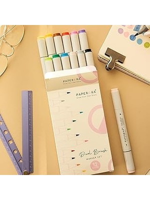 SHC4200 12’li Çift Uçlu Alkol Bazlı Marker Kalem Seti – Brush + Chisel