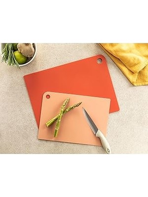 SHC4200 English Cut Me Plastik 2'li Kesme Tahtası 27-34 cm Kırmızı