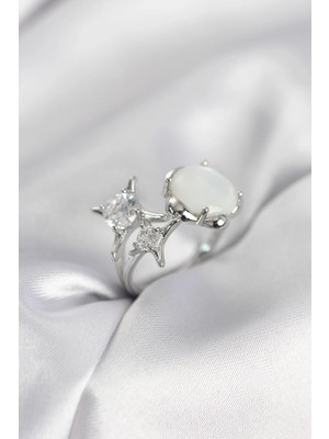 Shoplet Gümüş Renk Kutup Yıldızı Model Kadın Yüzük