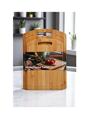 SHC4200 New-Max Bambu Serisi Oluklu Antibakteriel Yıkanabilir Bambu Doğrama Tahtası 2'li Set