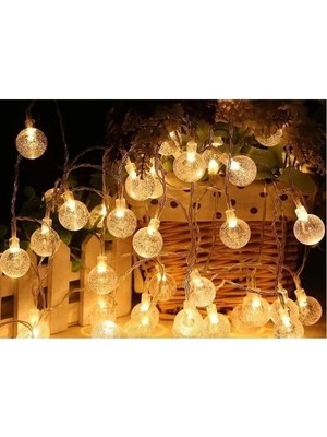 Uslucan Alışveriş 5m 28 LED Kristal Top Gün Işığı Şeffaf Kablo Fişli Eklemeli