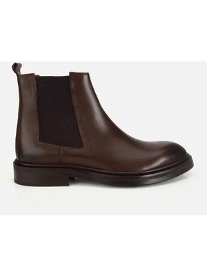 Hotiç Erkek Deri Kahverengi Lastik Detaylı Chelsea Bot