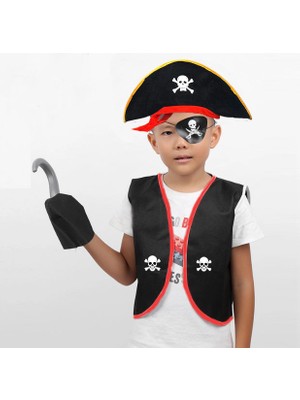 NW NessiWorld Korsan Yelek + Şapka + Kanca + Maske Çocuk Boy 4-6 Yaş